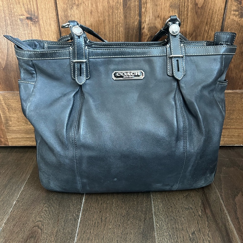 Coach Black Leather Tote Bag